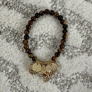 NWOT Lilly Pulitzer Gold and Brown Beaded Charm Bracelet